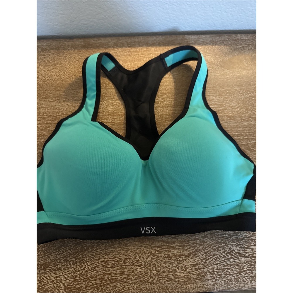 Victorias Secret VSX Sports Bra Teal Green 32C Padded Underwire High Impact